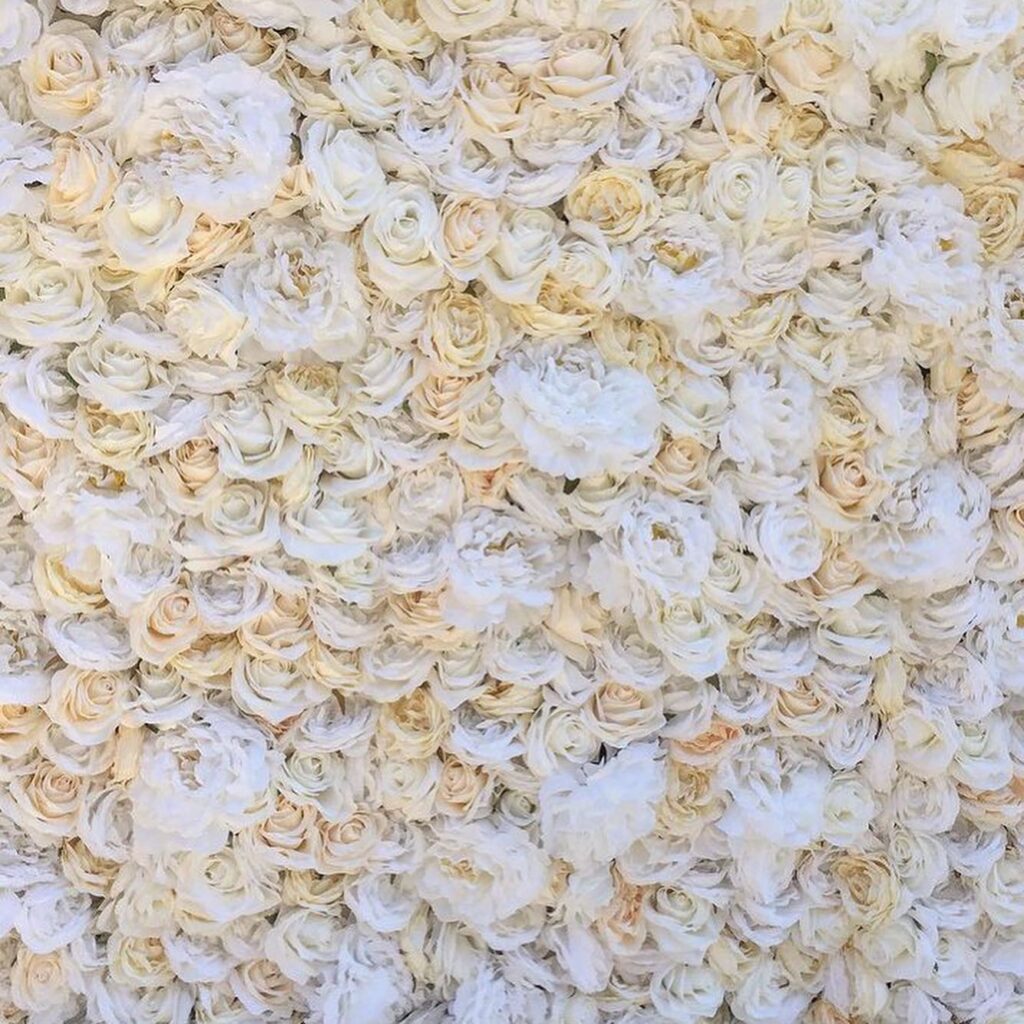White roses floral wall backdrop