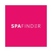 Spafinder logo on pink background
